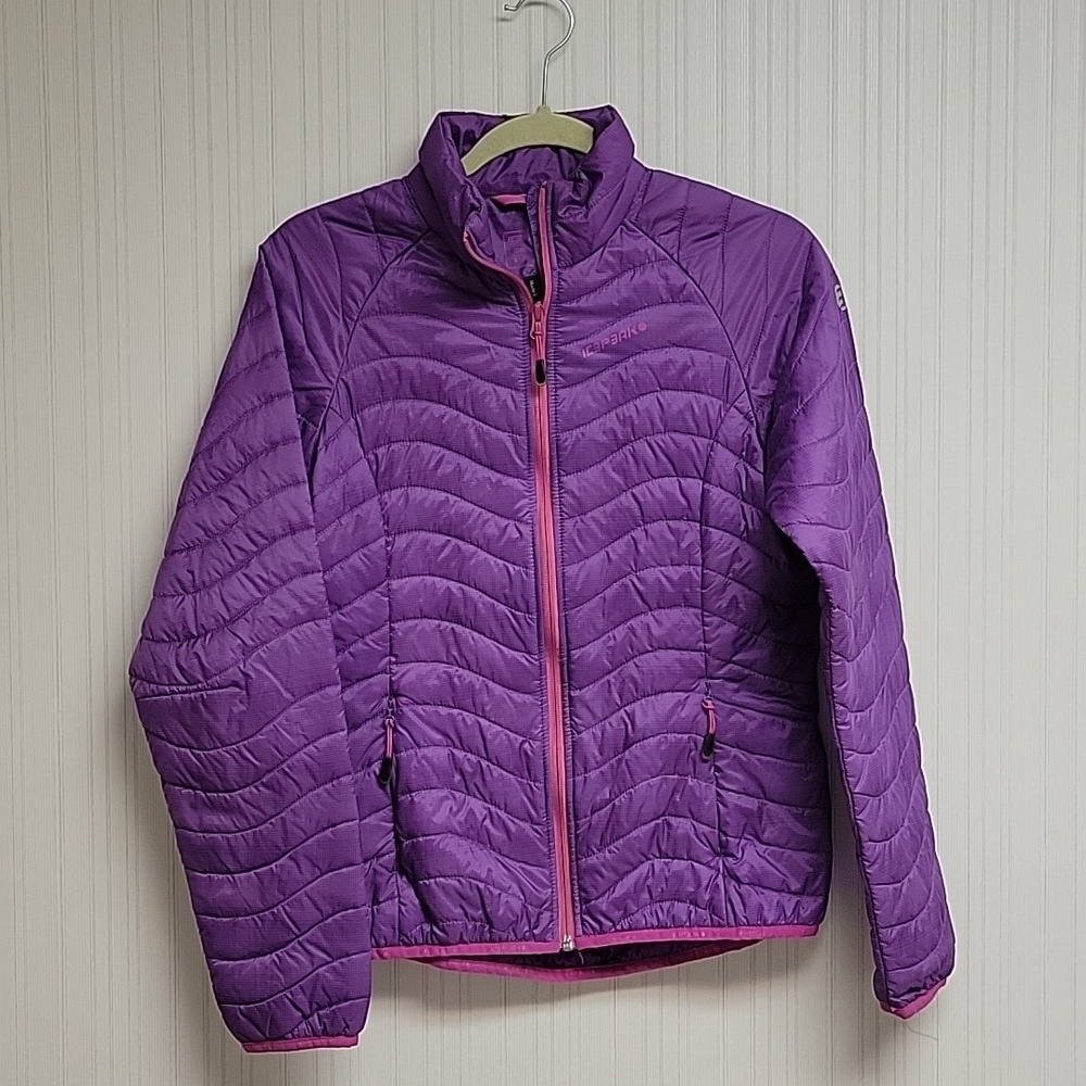 Women's primaloft purple w/pink trim lightweight jacket. Sz 10 Icepeak polyamide